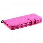 Wholesale iPhone 6 4.7 Diamond Flip PU Leather Wallet Case with Strap (Hot Pink)